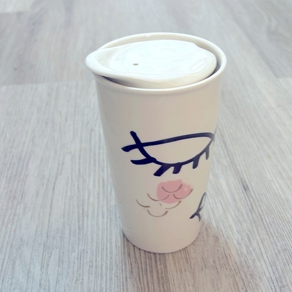 2014 STARBUCKS 12 oz Abstract Siren Mermaid Face ceramic travel mug cup tumbler. - Picture 2 of 6